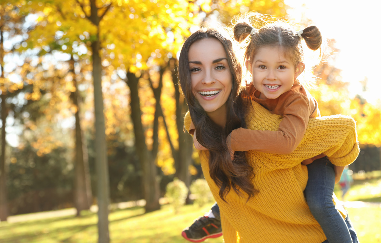 happy mother with daughter